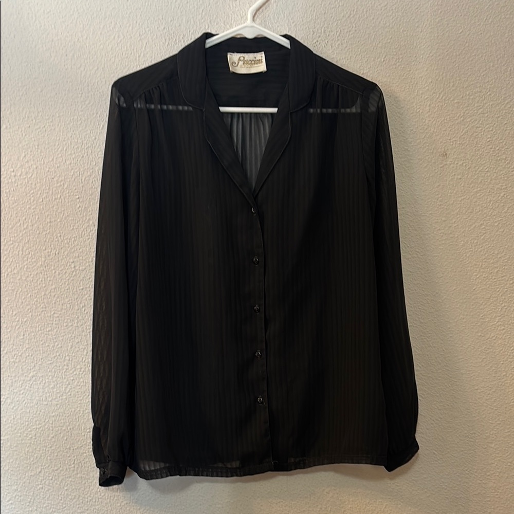 Puccini Gold Black Sheer Blouse